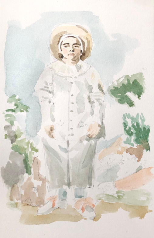 Dessin aquarelle watercolor Watteau peinture Alice Chanclu