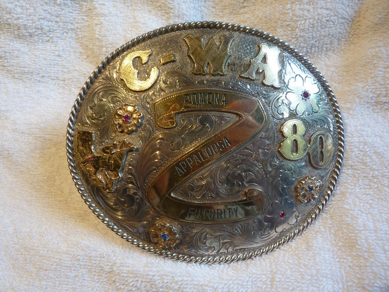 Miniature : HUGE 220g .925 Sterling Silver 10k Solid Gold Horse and 10k Gold Fill SILVERAD