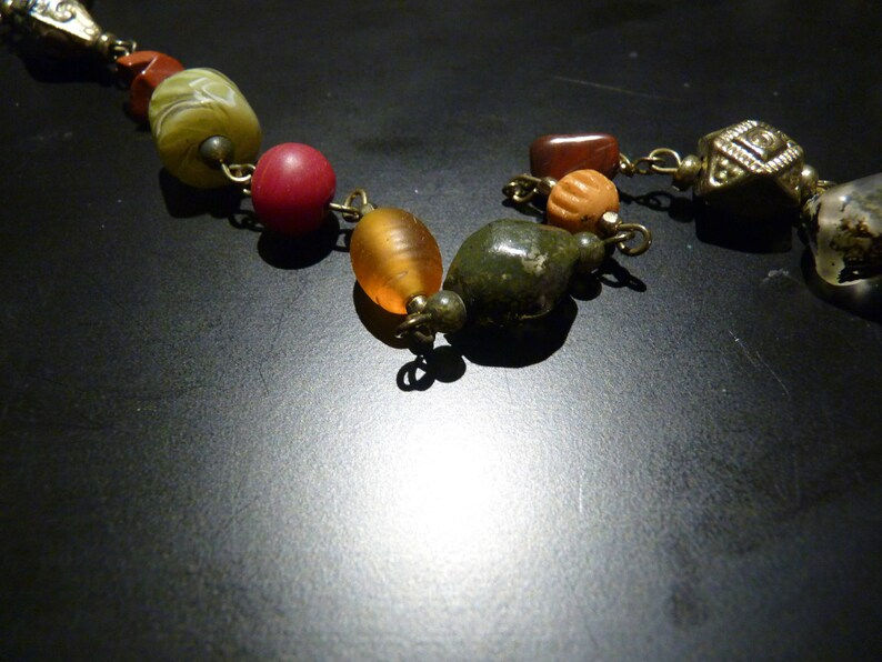 Miniature : Multi-beaded 28" Necklace with Lobster Clasp -- Jasper -- Non-magnetic Silver