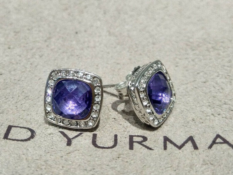 Miniature : David Yurman Women's Classic 7mm Sterling Silver Albion Amethyst Stud Earrings