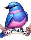 LOGO -- Bluebird in PERIWINKLE AND PINK