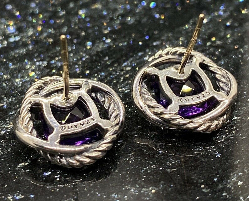 Miniature : DAVID YURMAN Women's Sterling Silver & Amethyst Infinity Earrings 7x7mm
