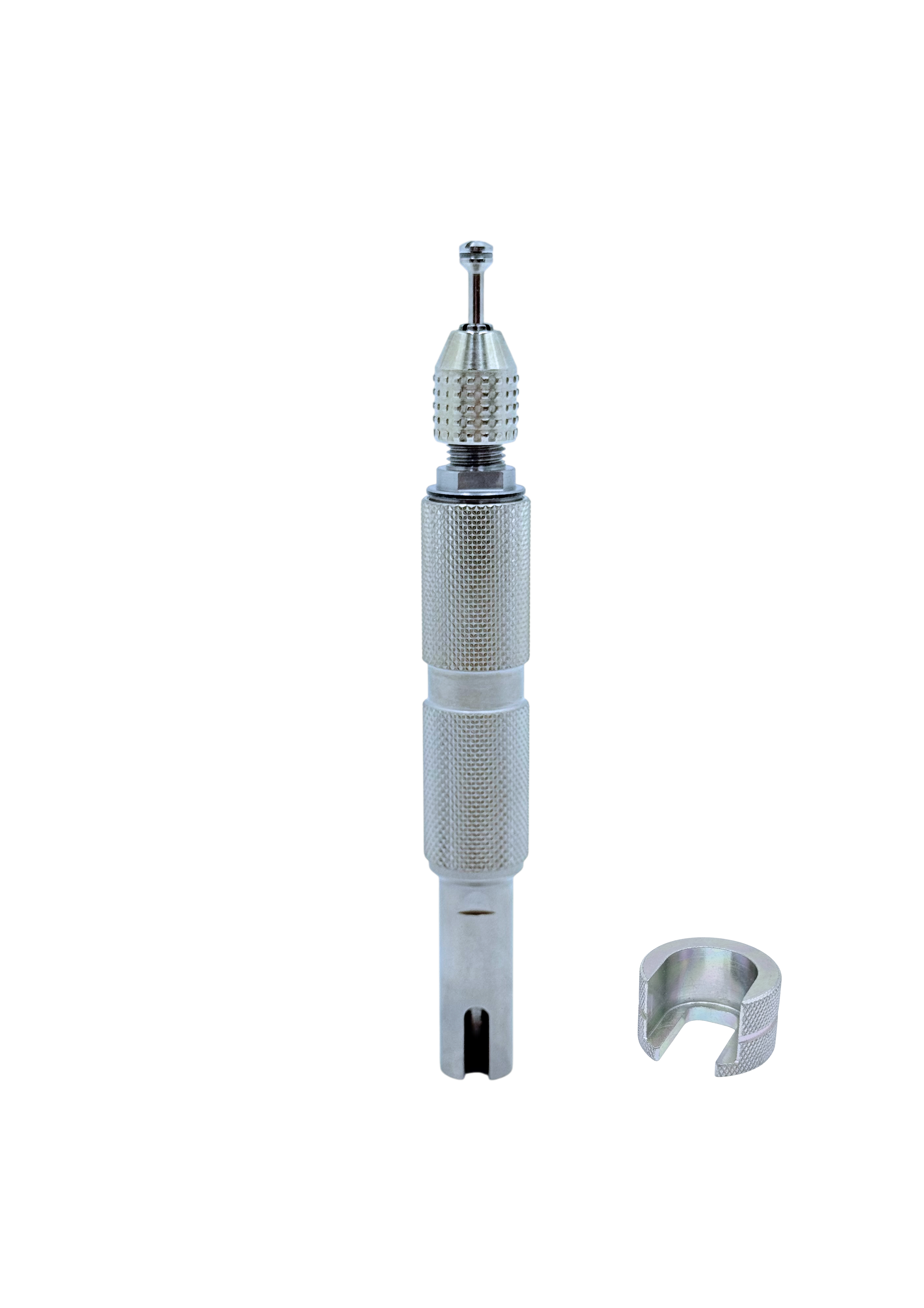 Pièce à main joaillerie TECHDENT Réf. 2000N avec clé de serrage Réf. 2032 — 117 mm, montée sur billes, pince morille