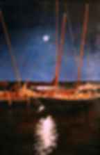 Greenport Harbor in Moonlight