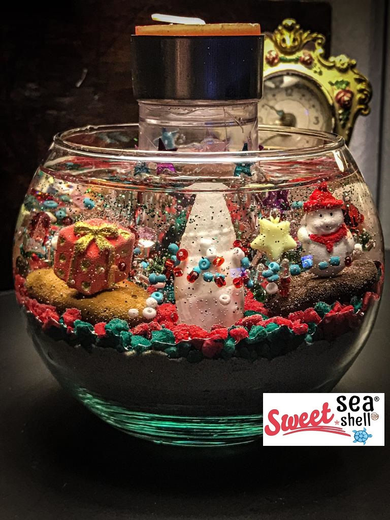 CENTRO DE MESA Pecera con vela ($2700)