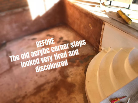 Lining over old tired Pool Steps