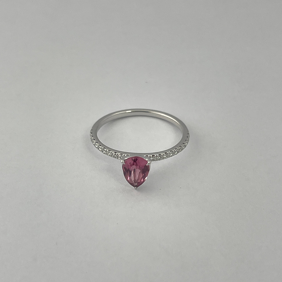 Thumbnail: Pear Cut Pink Tourmaline Ring in White gold