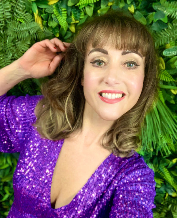 Natalie Knight purple dress