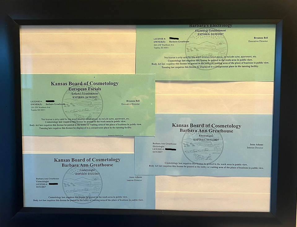 Kansas Board of Cosmetology licensure