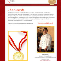 05/21/09 State of Texas
Flavors of Passion Award
