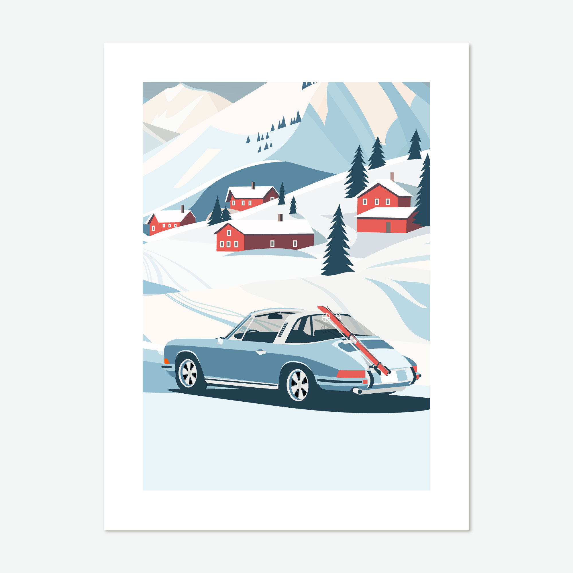 Porsche 911S Targa 'Ski Trip' Art Print