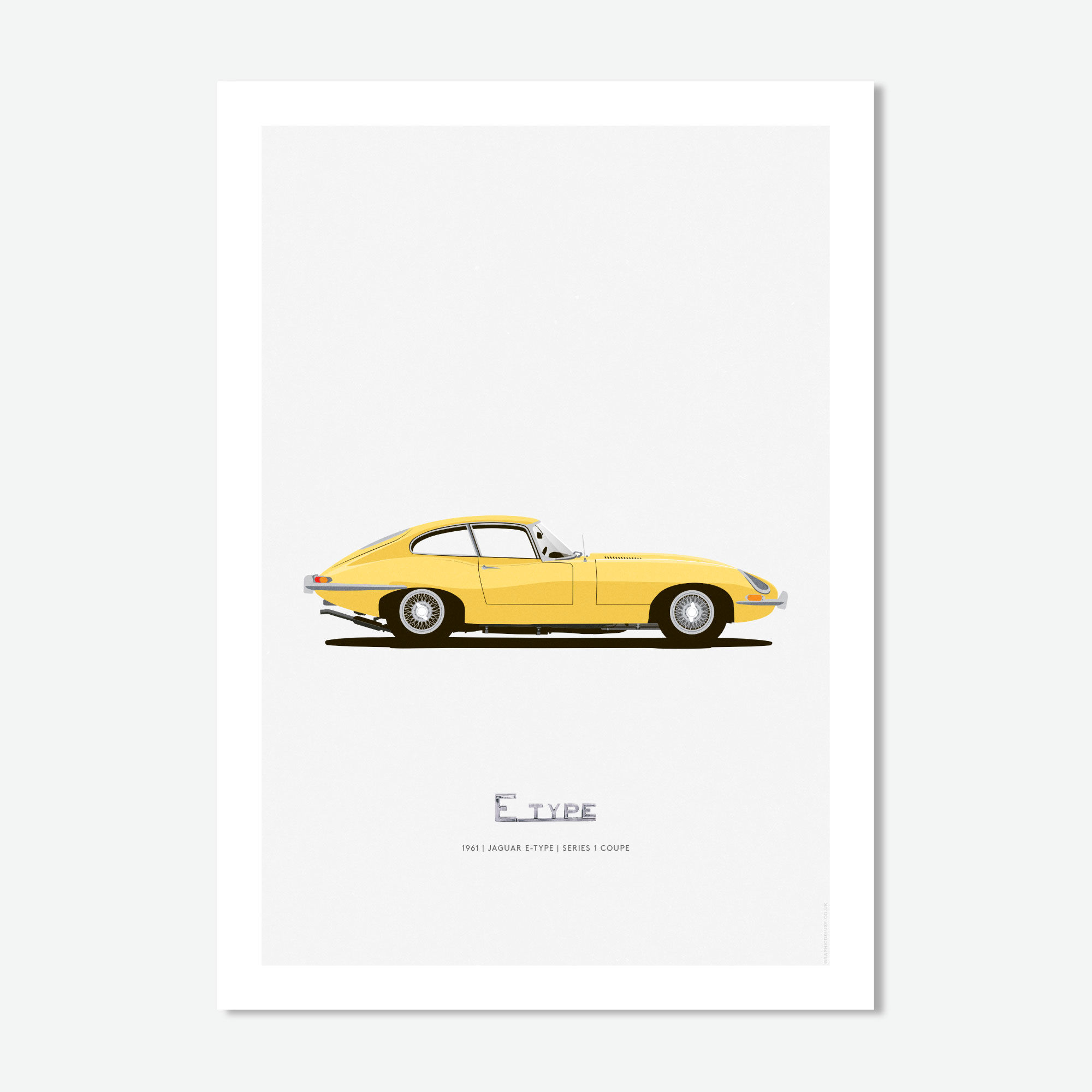 Jaguar E-Type Series 1 unframed A3 giclée art print — premium matte paper, classic British sports car poster
