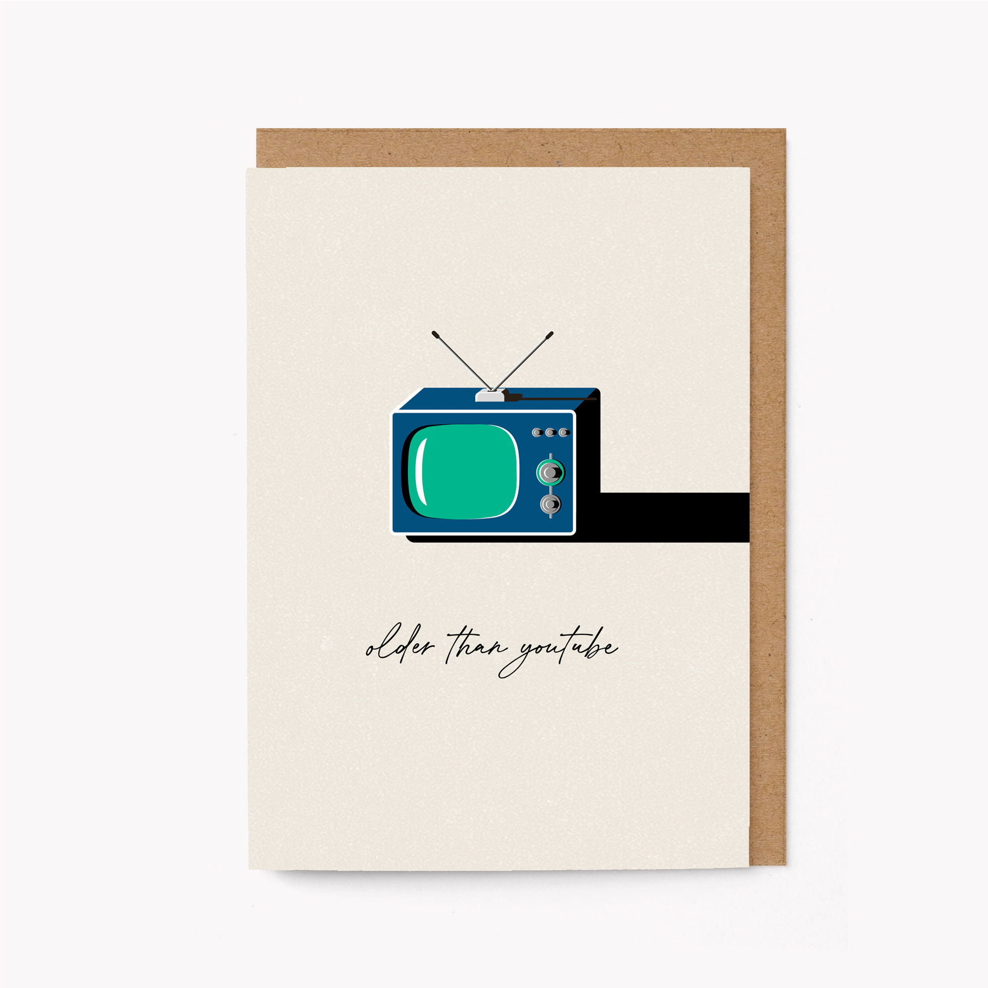 Retro television illustration with handwritten text reading “colder than youtube"!”.