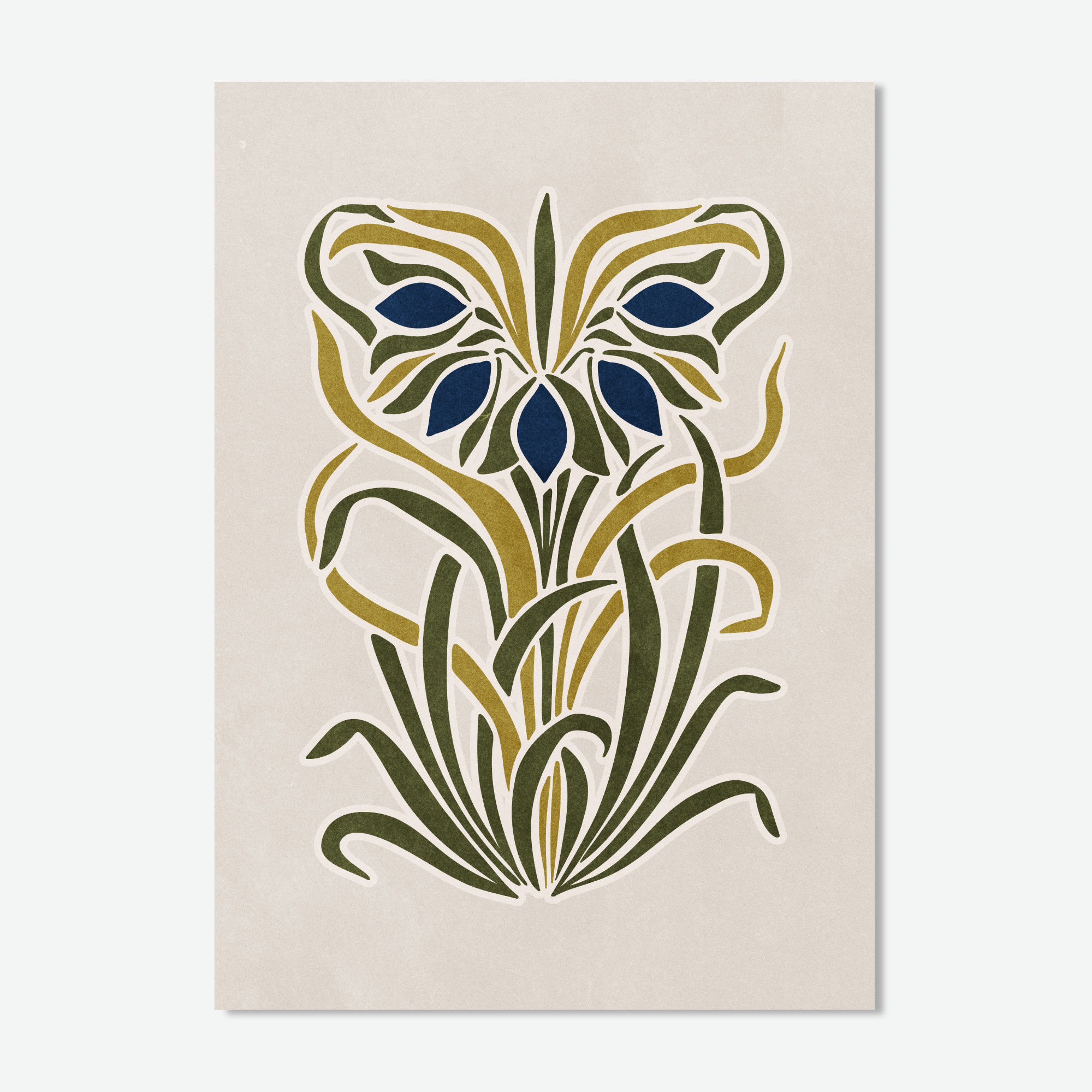 Crocus flower Art Nouveau wall art print — botanical floral illustration, spring home decor gift for her