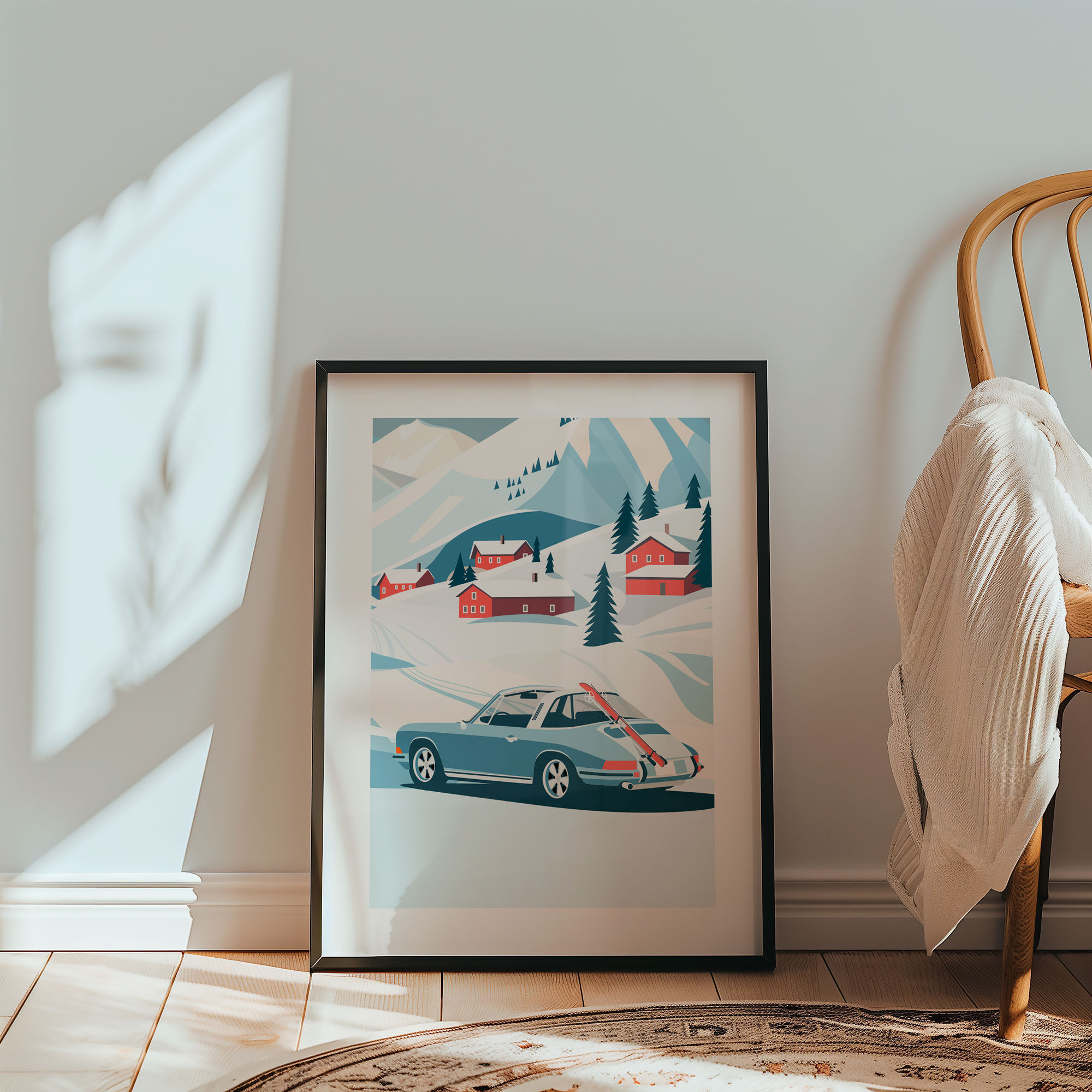 Porsche 911S Targa 'Ski Trip' Art Print