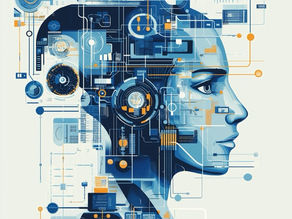 Mensch umgeben von digitalen Prozessen.