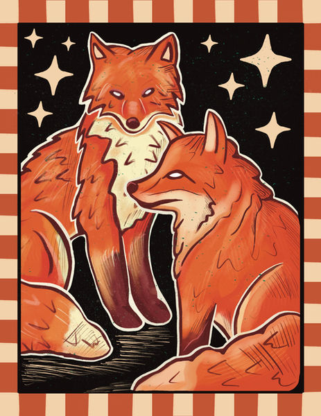 Wild Foxes- Digital Illustration of two remarkeable foxes. 