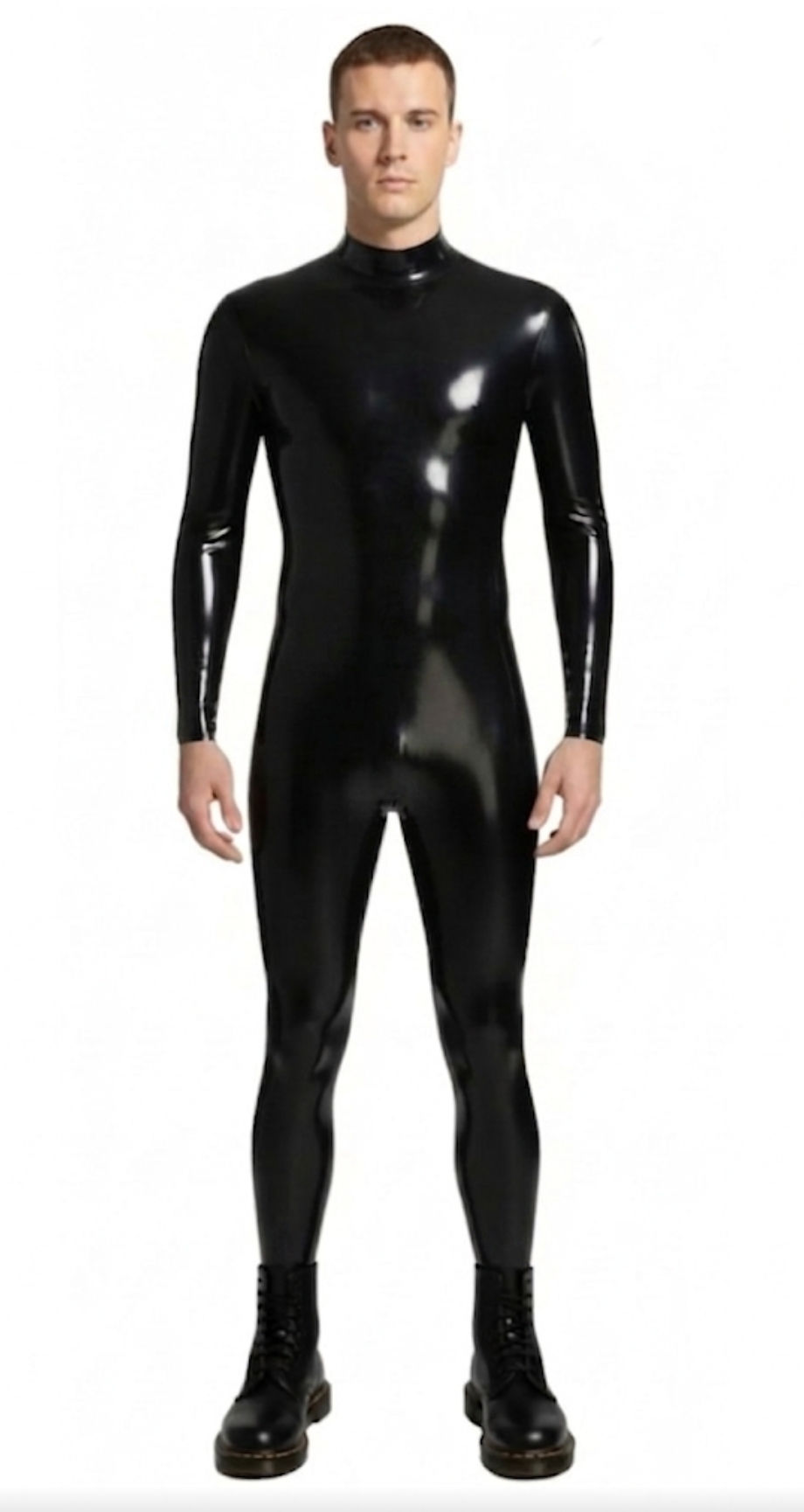 SU015 Rubber Latex Catsuit back thru zip