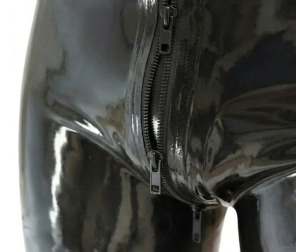 Thumbnail: SU014 Rubber Latex Catsuit front thru zip