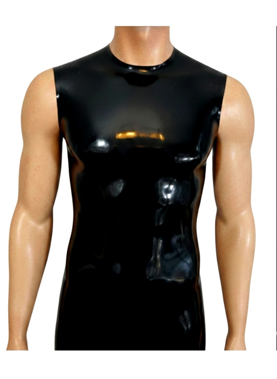 Rubber Latex Crew Neck T-Shirt Sleeveless