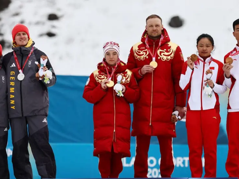 Russian's national anthem, Germany's silver medallists