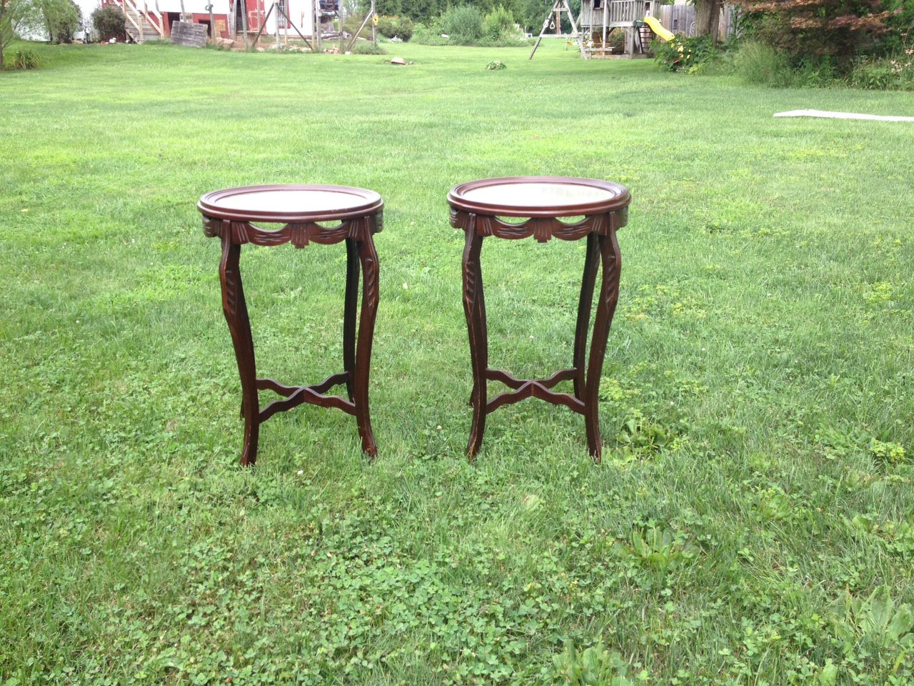 Round End Tables with Glass Tops