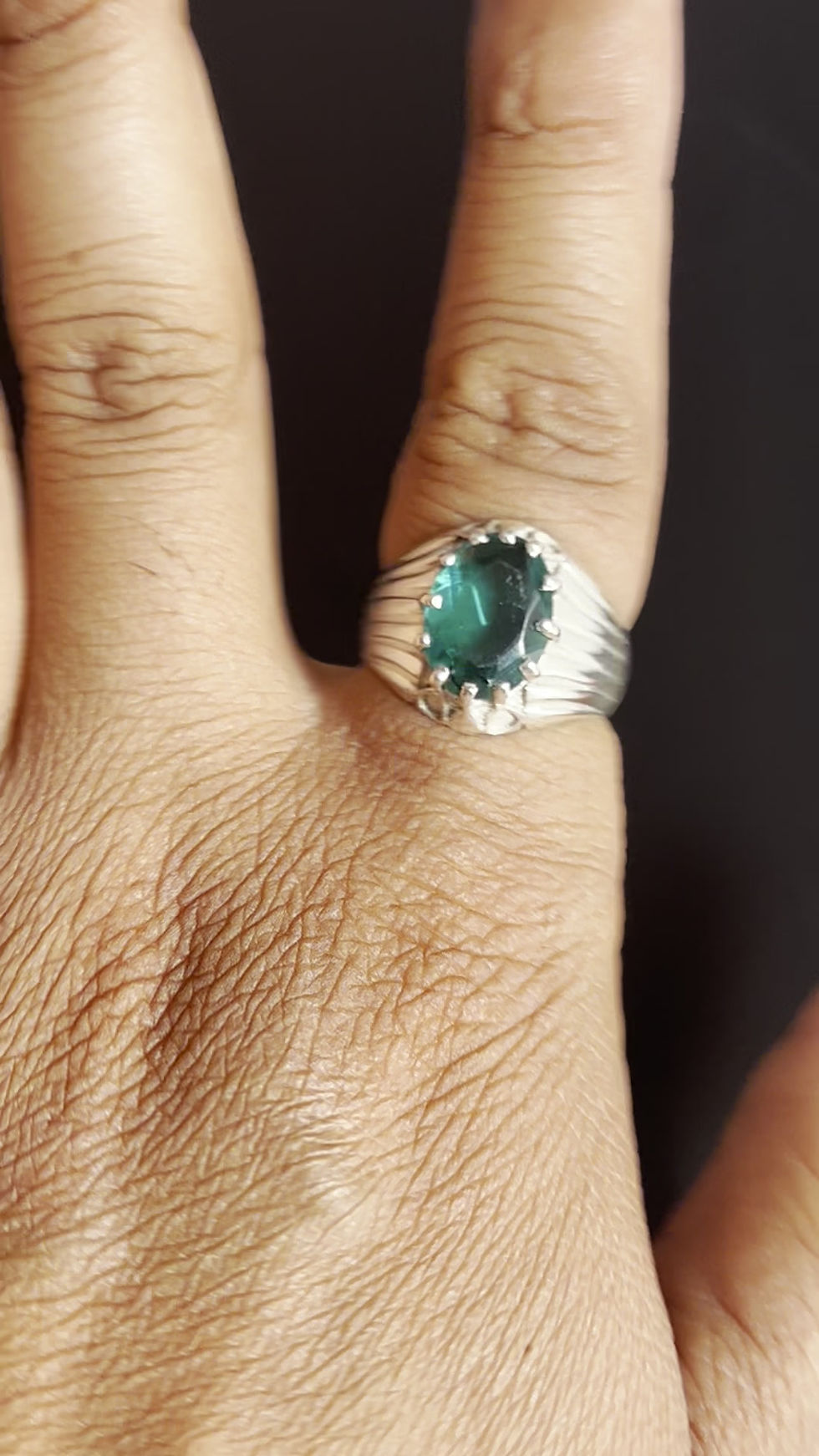 Thumbnail: Men's Heavy Sterling Silver Ring, 14x10mm Oval Faceted Swiss Blue Topaz Quartz