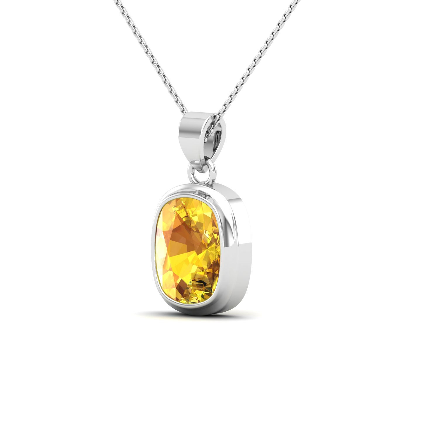Minimalist Cushion Cut Citrine Bezel Set November Birthstone Pendant