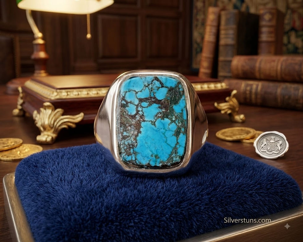 Thumbnail: Handcrafted Cushion-Cut Turquoise in Pure Sterling Silver | Silverstuns"