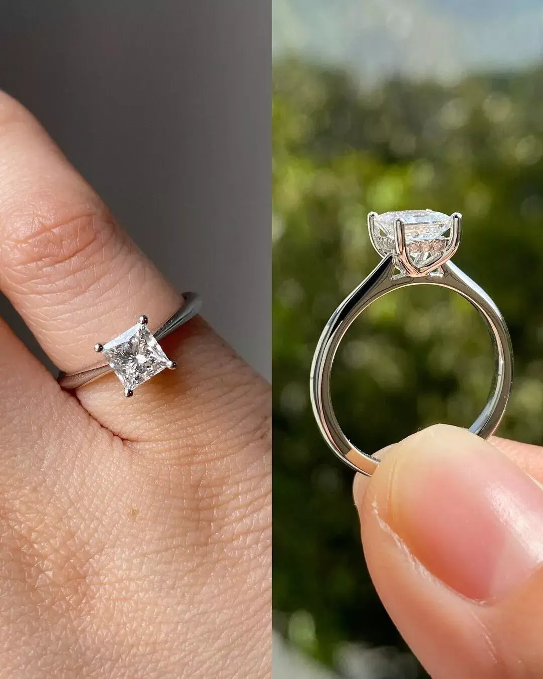 1.20 Ct Princess Lab Created Moissanite Engagement Ring Real 925 Silver