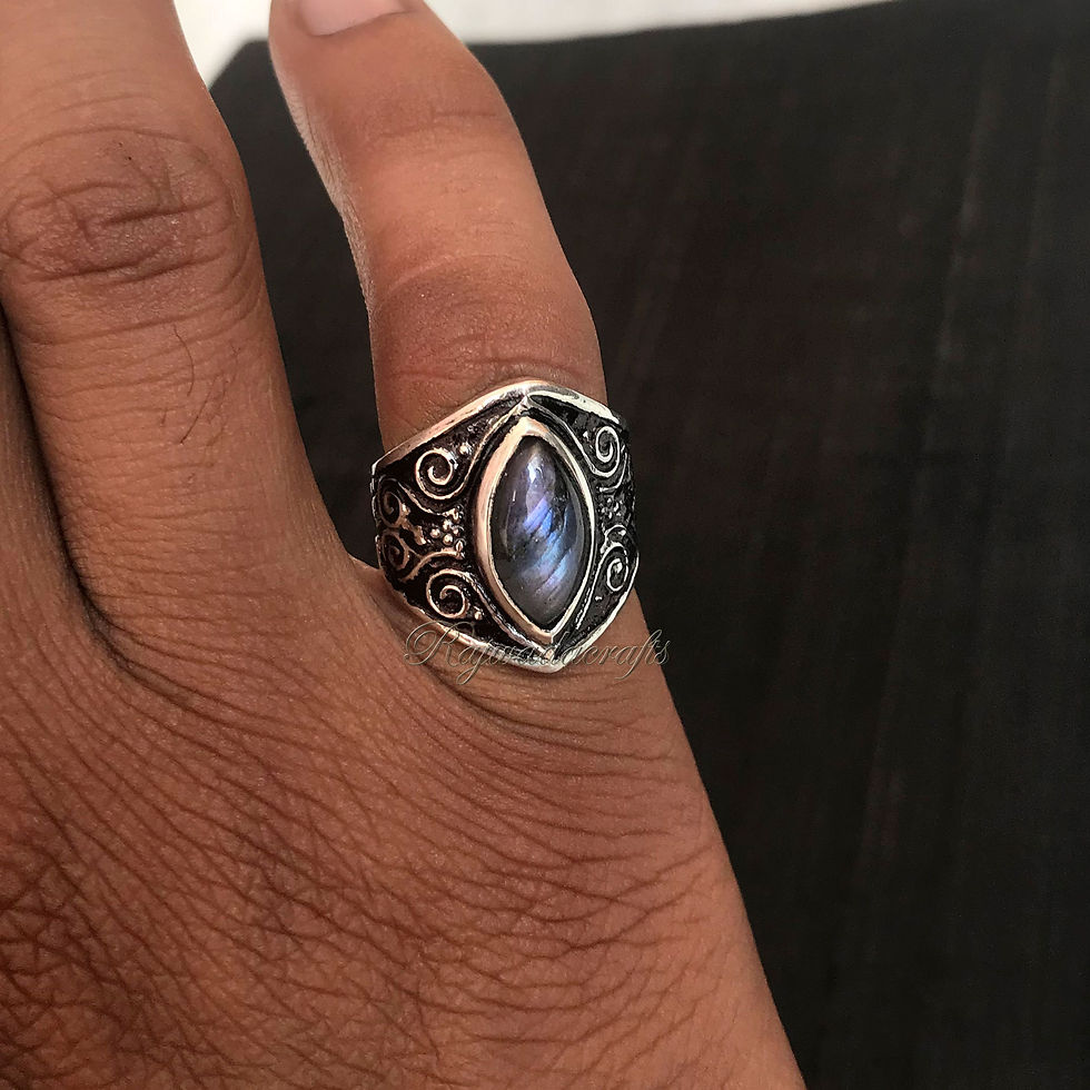 Thumbnail: Purple Labradorite Ring, Sterling SIlver Labradorite Ring, 925, Labradorite Ring