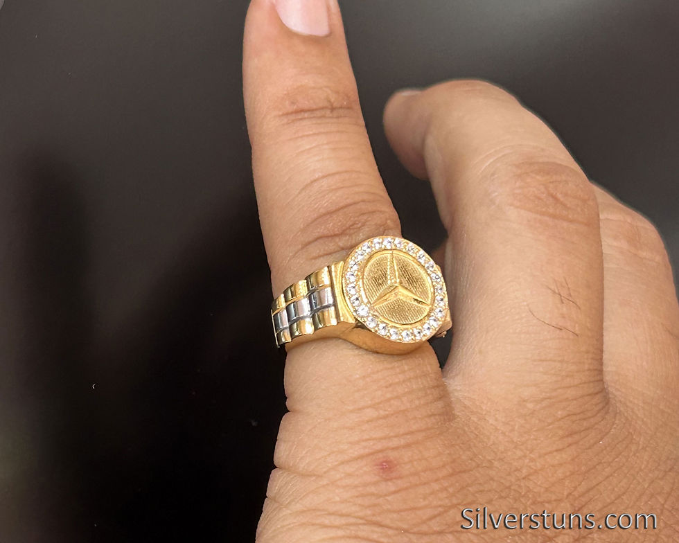 Thumbnail: Luxury 925 Sterling Silver Mercedes-Benz Car Logo Signet Ring Zircon Halo