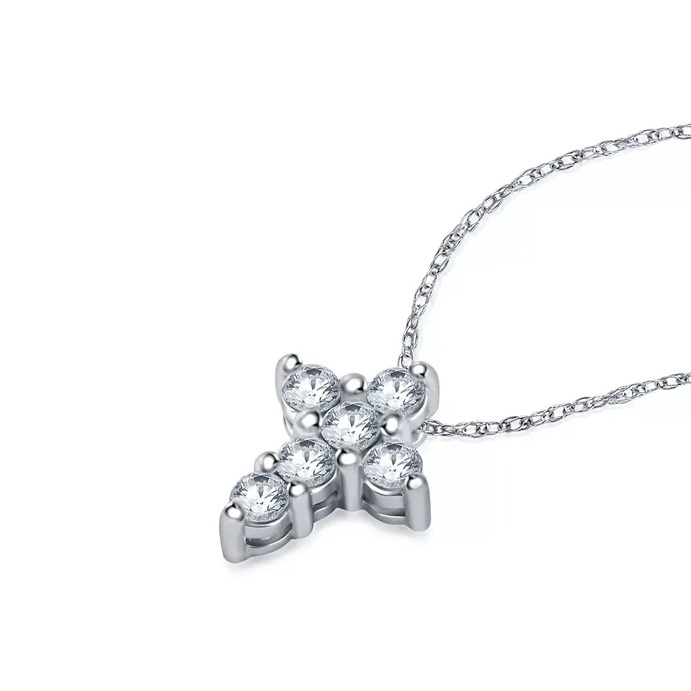 Thumbnail: 2.56 Ct Vvs1+-Ice White Round Real Moissanite Diamond Jesus Cross Silver Pendant