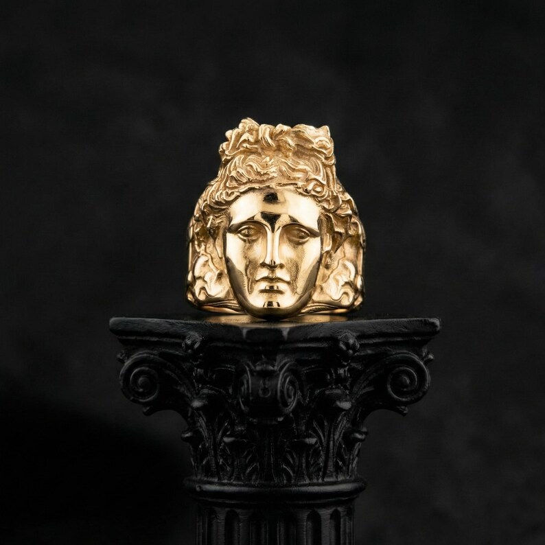 Thumbnail: 14K Gold Apollo Ring Greek Mythology Sculpted Statement Jewelry