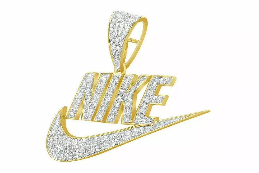 Thumbnail: 1.00CT Moissanite Men's "NIKE" Name Charm Pendant 14K Gold