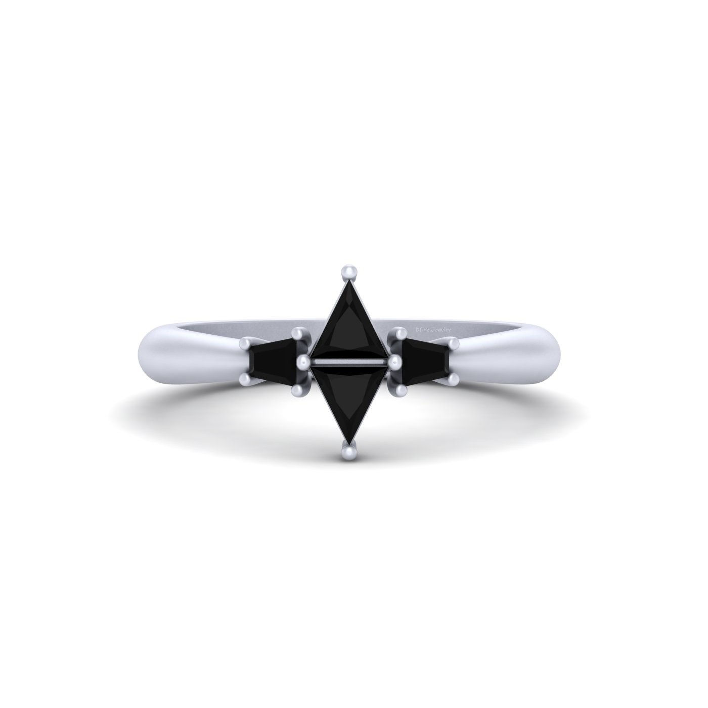 The Obsidian Prism Ring | 925 Sterling Silver Kite-Cut Black Gemstone Band