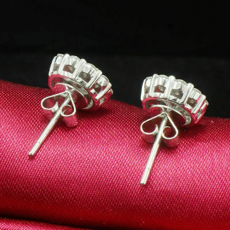 Thumbnail: 3Ct Round Cut Moissanite Halo Earring Women's 925K Silver