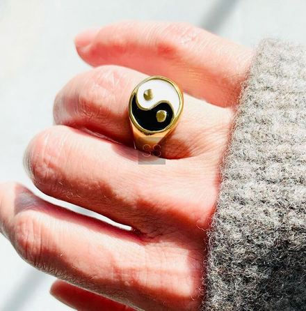 Yin Yang Ring, 925 Sterling Silver Statement Ring, Yin Yang Womens Ring