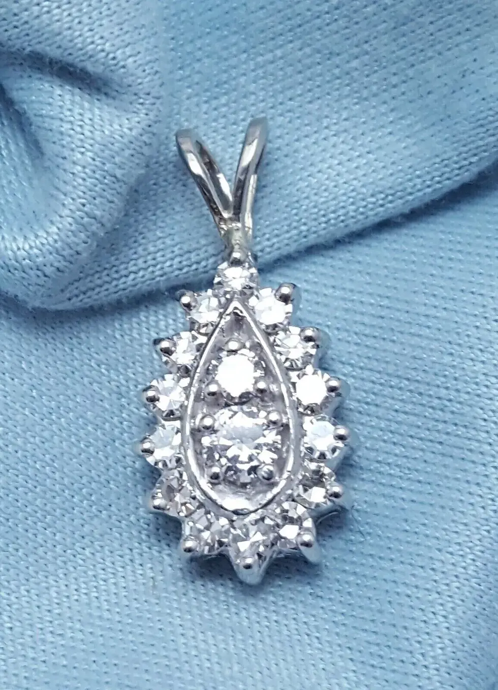 Thumbnail: Lab-Created Cubic Zirconia 2Ct Round Women's Teardrop Pendant 925K Silver