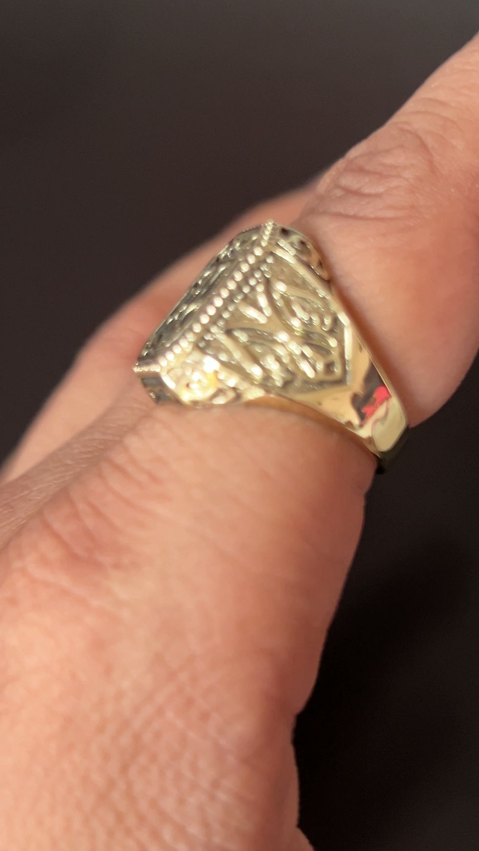 Thumbnail: Monogram Initial Signet Ring 16x12mm Gold-Plated 925 Sterling Silver Ring