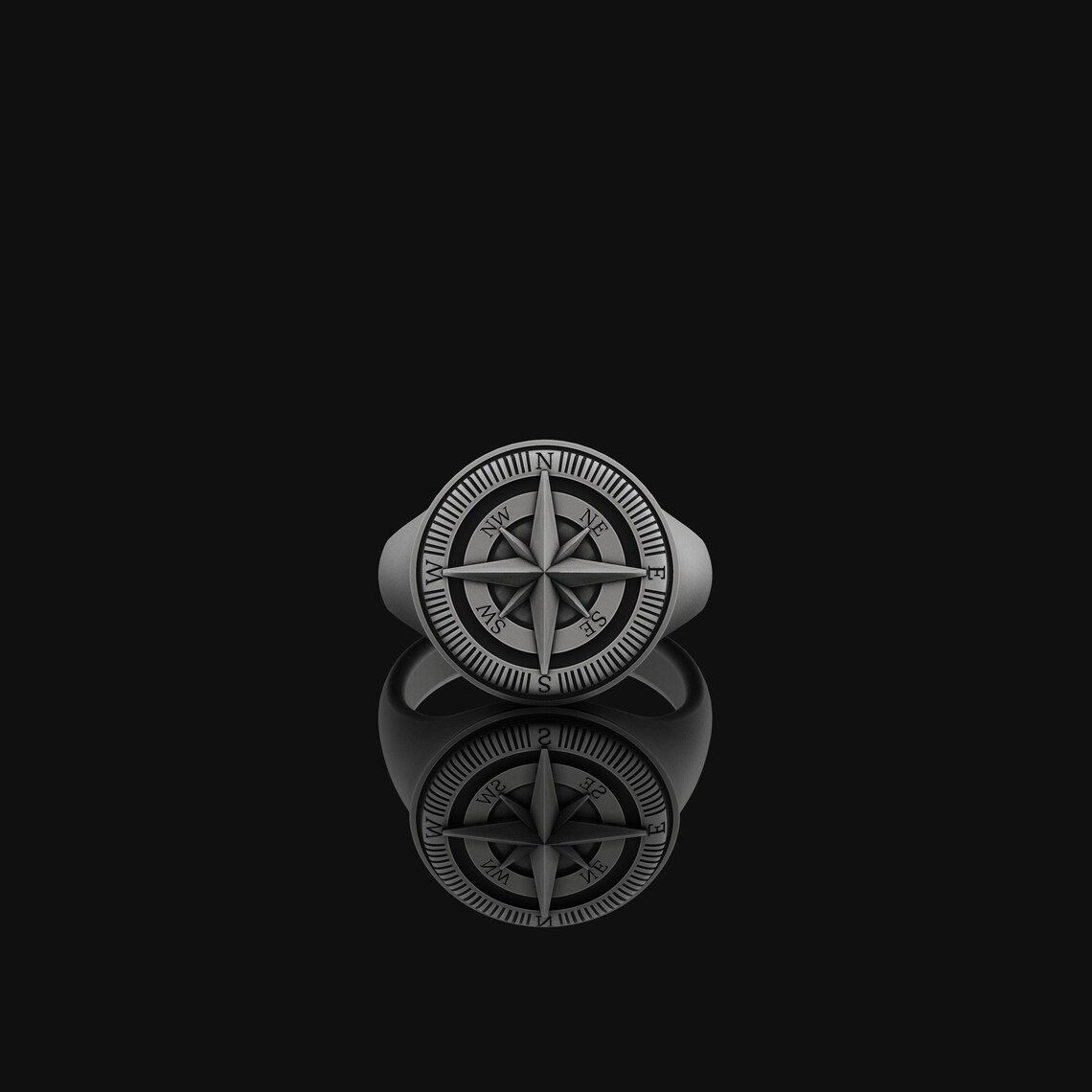 Men & Women Compass Ring Nautical Jewelry Valentine Gift Husband Him Accessory