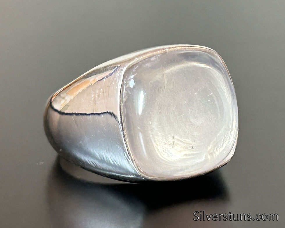 Thumbnail: Rose Quartz Signet Ring 15mm Cushion Shape 925 Sterling Silver Ring