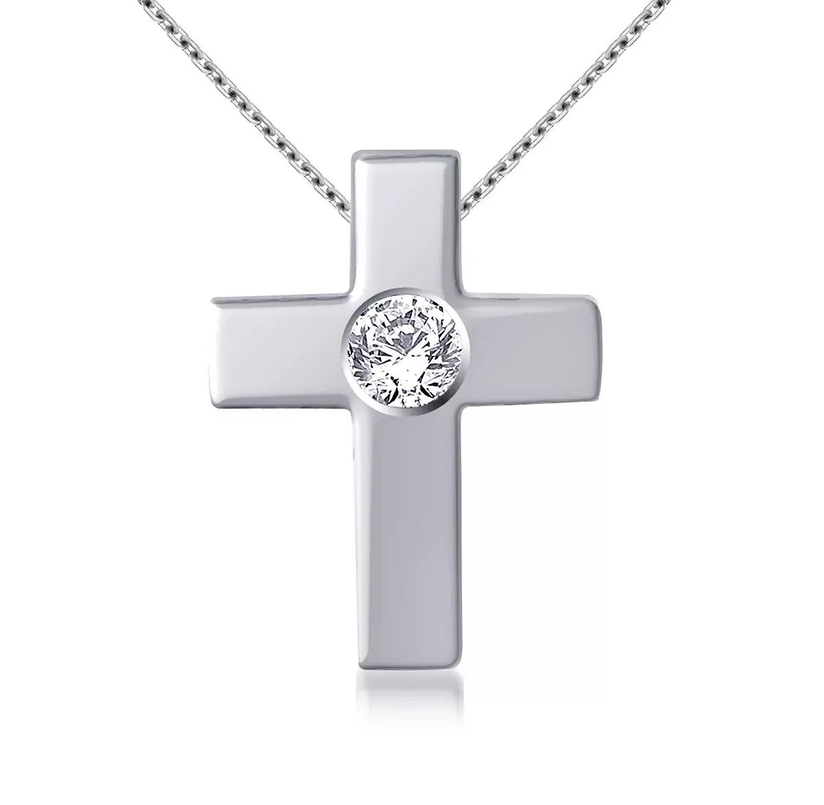 1.01 Ct VVS1+Near White Round Moissanite Diamond Jesus Cross Silver Pendant