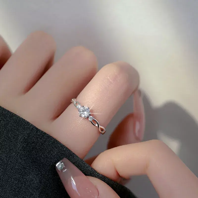 Thumbnail: Elegant Cubic Zirconia 925 Silver Ring Wedding Party Jewelry Ring