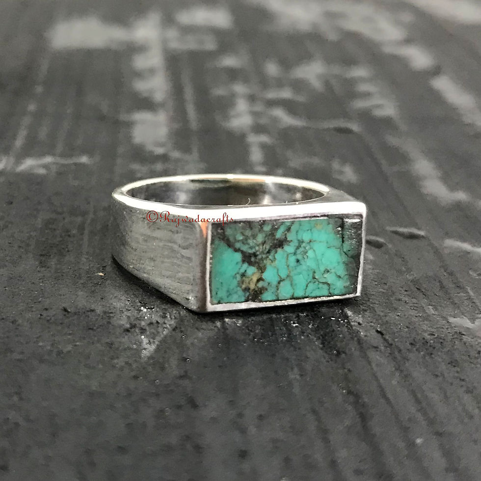 Thumbnail: Natural Turquoise Ring Solid 925 Sterling Silver Ring Unisex Turquoise Ring