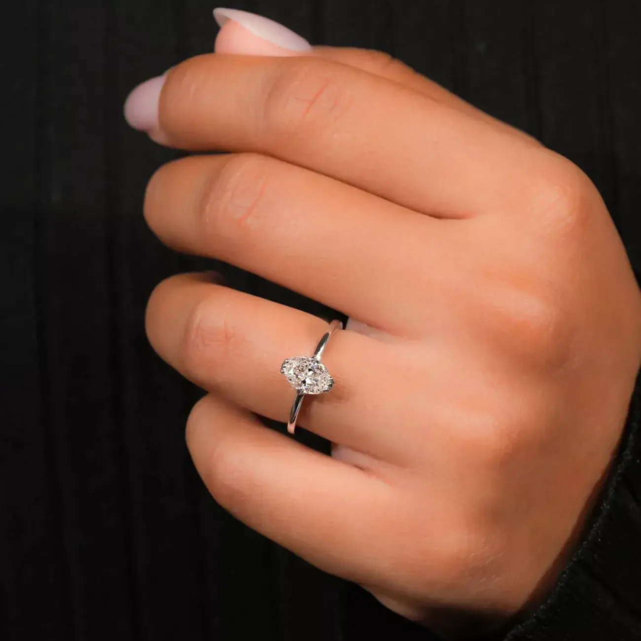 2.54 Ct Vvs1=Oval White Moissanite Diamond Engagement 925 Silver Ring