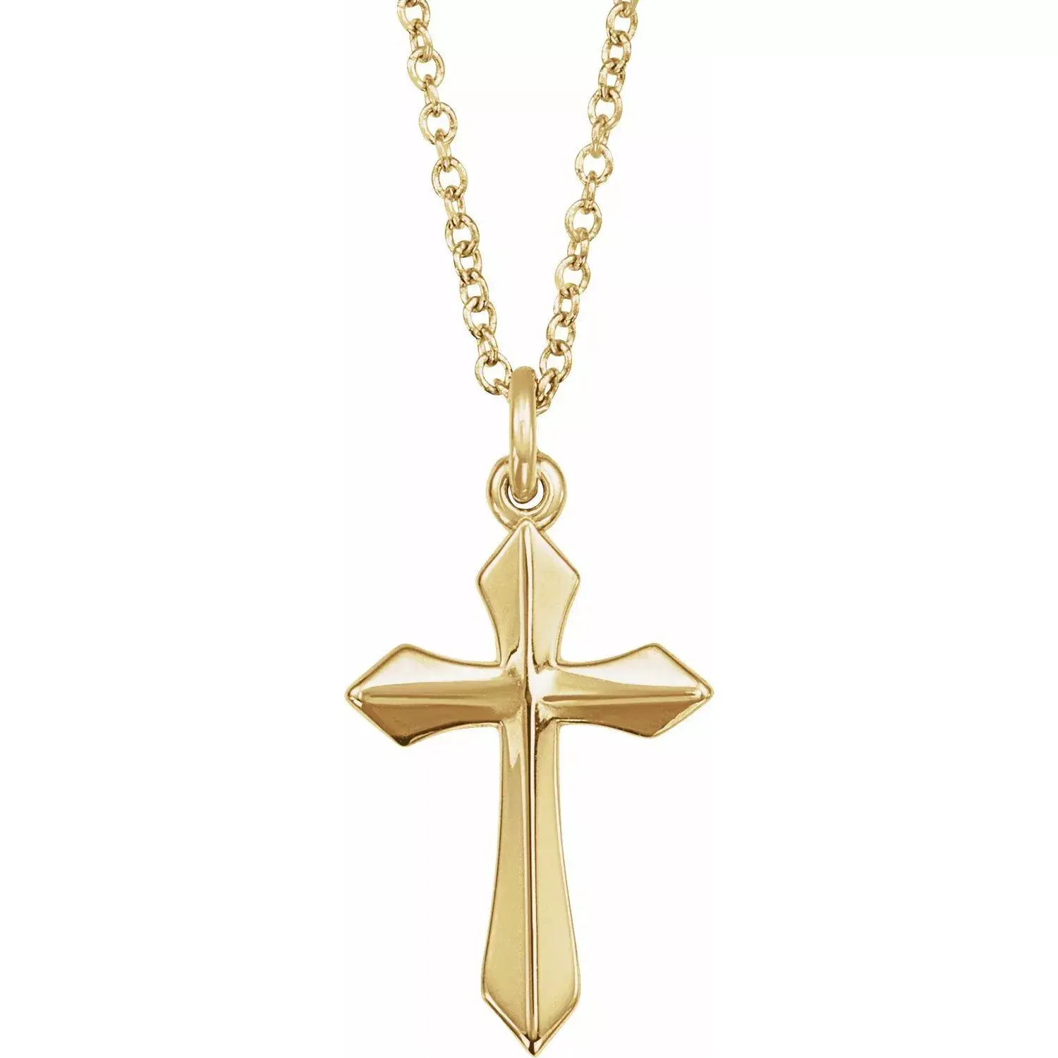 14K Yellow Gold Cross Pendant Necklace 18" 1.97gm L-18mm, W-10Mm