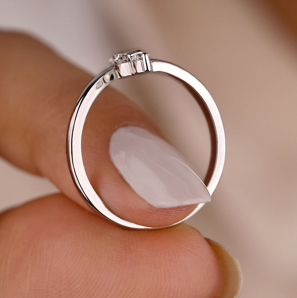 Thumbnail: Vertical Round Diamond Three Stone Ring - Lab Grown Diamond Engagement Ring 14K