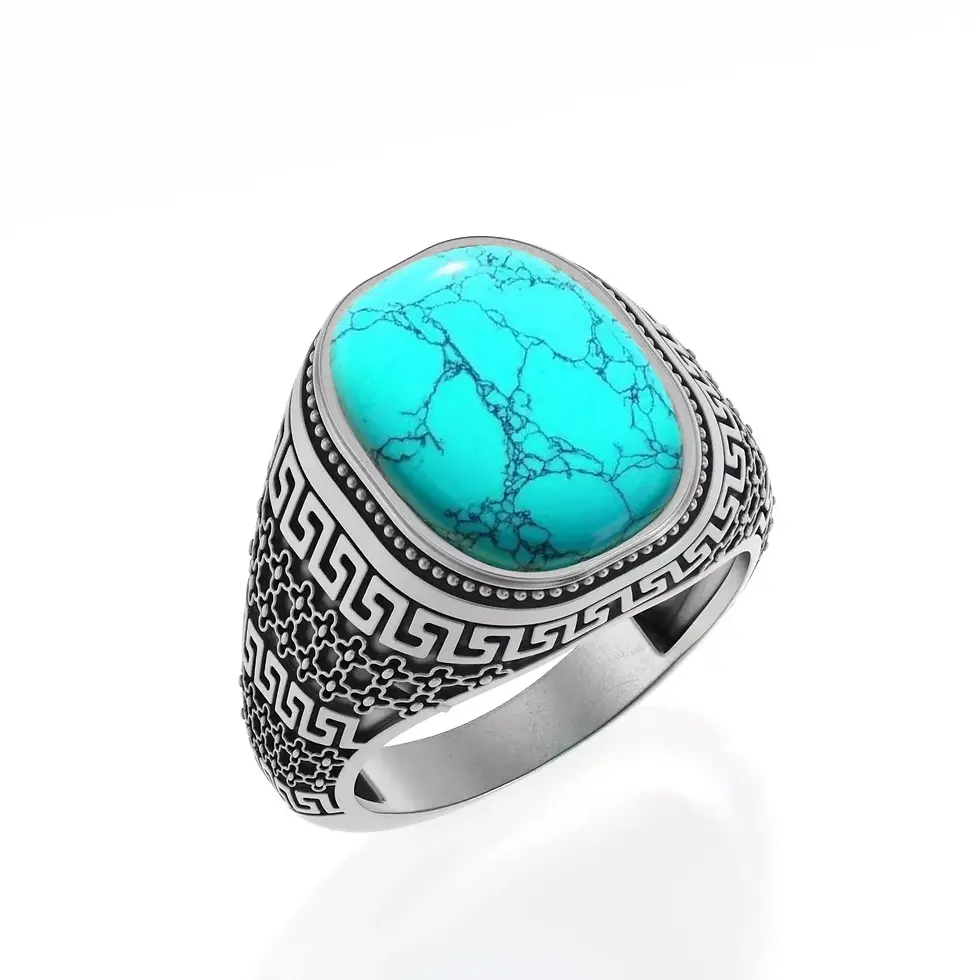 Thumbnail: Turquoise Gemstone Ring Handmade 925 Sterling Silver Lovely Men's Gift Ring