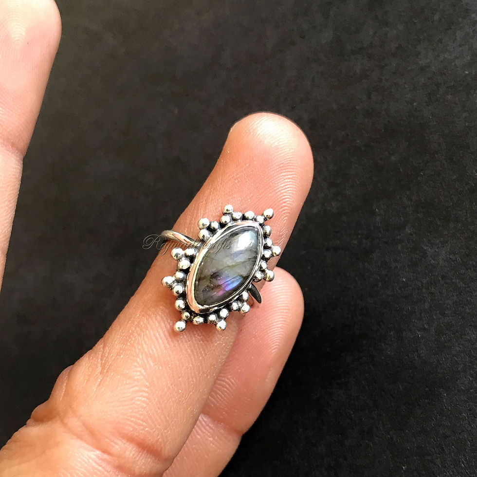 Thumbnail: Flash Labradorite Ring, Sterling Silver Ring for Women, Statement Ring Her